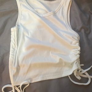 White Ruched Tank Top